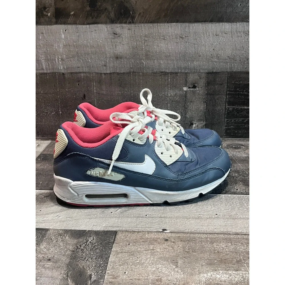 Nike Air Max 90 Navy Blue Pink White Womens Running Shoes 325213-414 Size 10